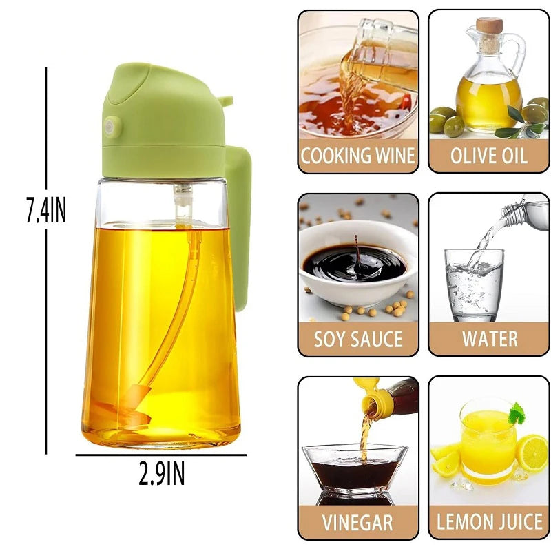500ml 2 in1 Oil Spray Bottle Kitchen Barbecue Cooking Olive Oil Dispenser Oil Jar Baking Vinegar Soy Sauce Spray Container