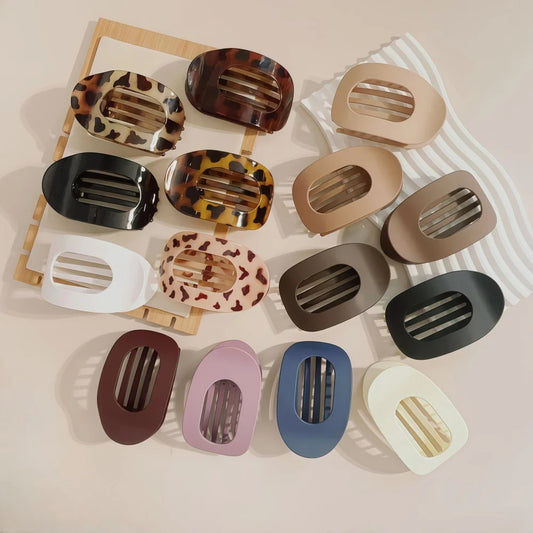 PC Hair Claw Clip for Women New Design Leopard Matte Curved Flat Styling Barrettes Acrylic Lying Down Hair Accessories