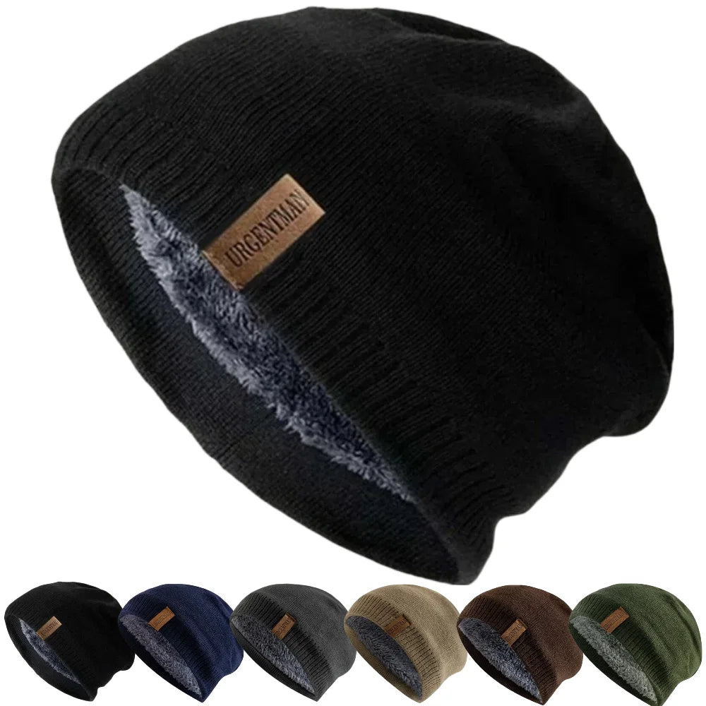 Hot Sale Unisex Plush Fur Lining Warm Winter Hat Lightweight Knitted Hats For Men Women Outdoor Beanie Hats