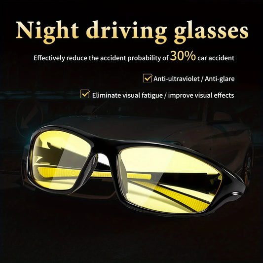 3PCS Yellow Night Vision Anti-Glare Goggles for Men Women Driving Fishing Beach Sunglasses UV Protection Polycarbonate Glasses