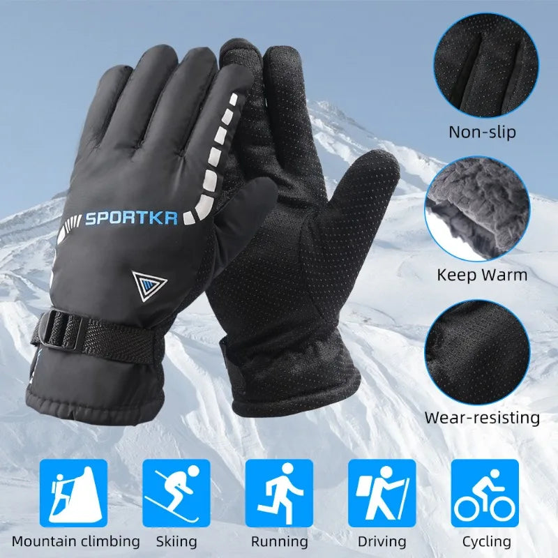 Men Waterproof Winter Cycling Gloves Windproof Outdoor Sport Ski Gloves Bike Bicycle Scooter Riding Motorcycle Keep Warm Gloves
