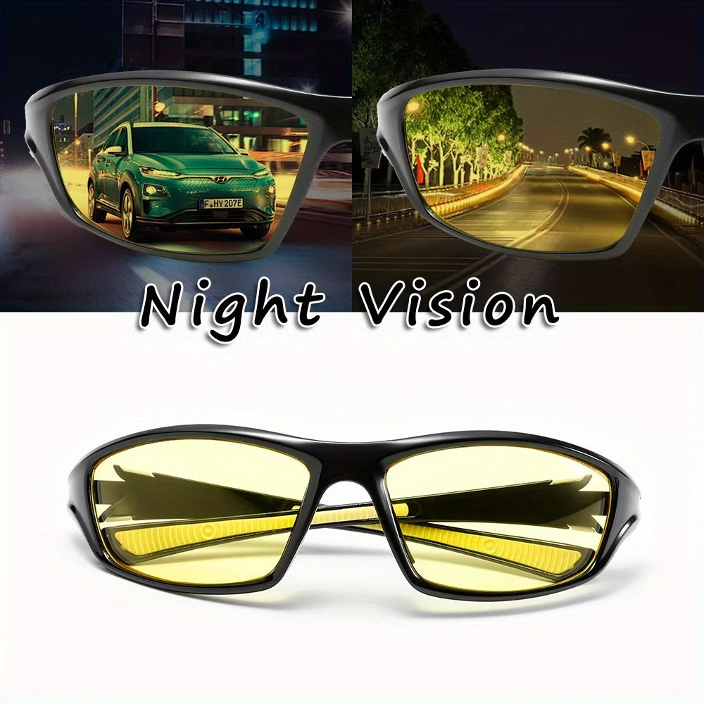3PCS Yellow Night Vision Anti-Glare Goggles for Men Women Driving Fishing Beach Sunglasses UV Protection Polycarbonate Glasses