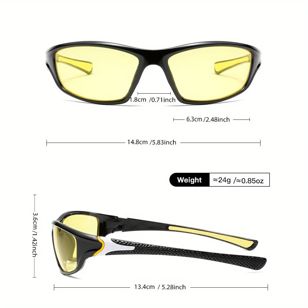 3PCS Yellow Night Vision Anti-Glare Goggles for Men Women Driving Fishing Beach Sunglasses UV Protection Polycarbonate Glasses
